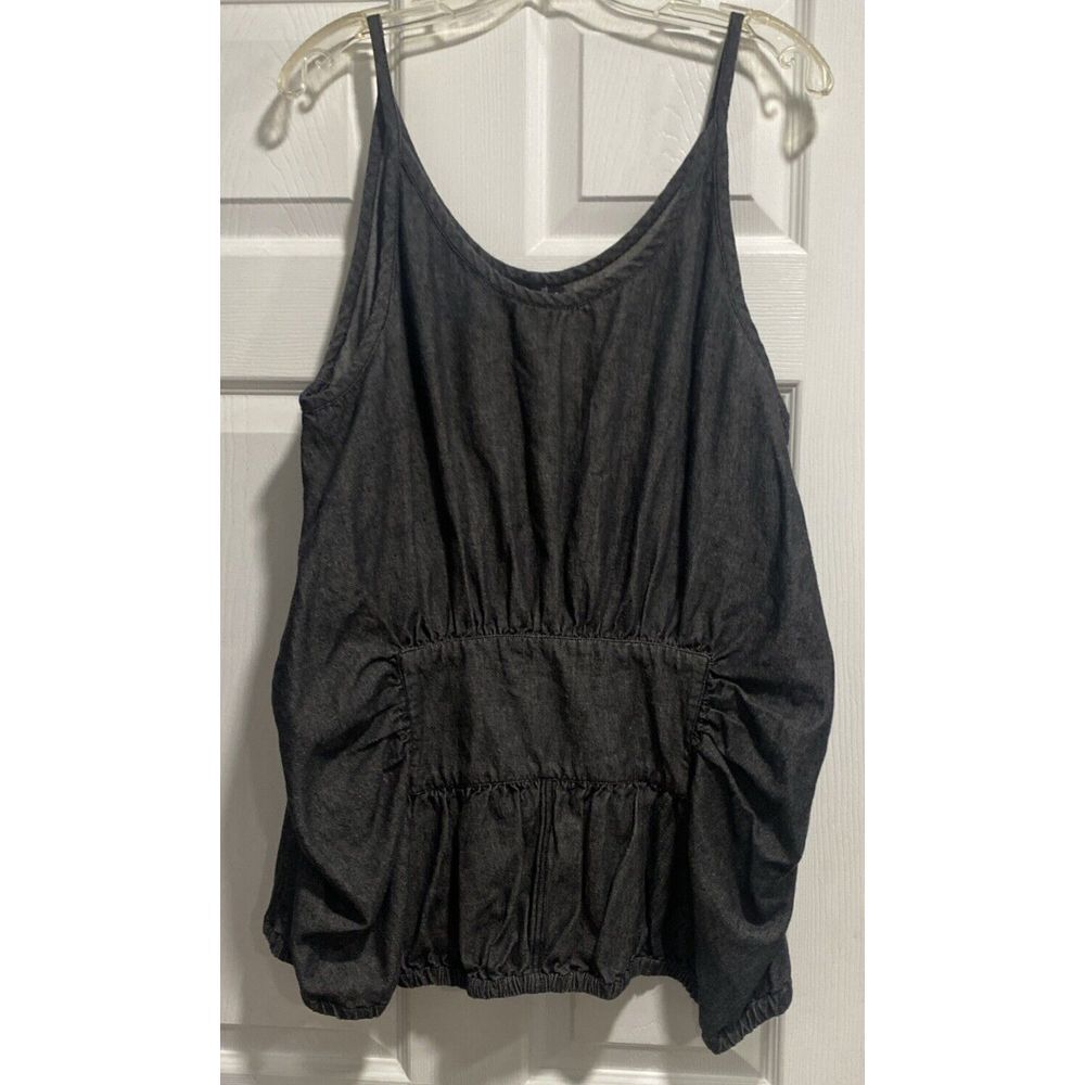Hebbeding Boho Oversized charcoal‎ Blouse Women's Tank Size 2 runway Lagenlook